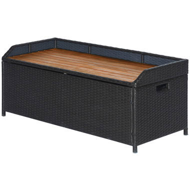 Outsunny 66 Gallons Water Resistant Solid Wood Storage Bench